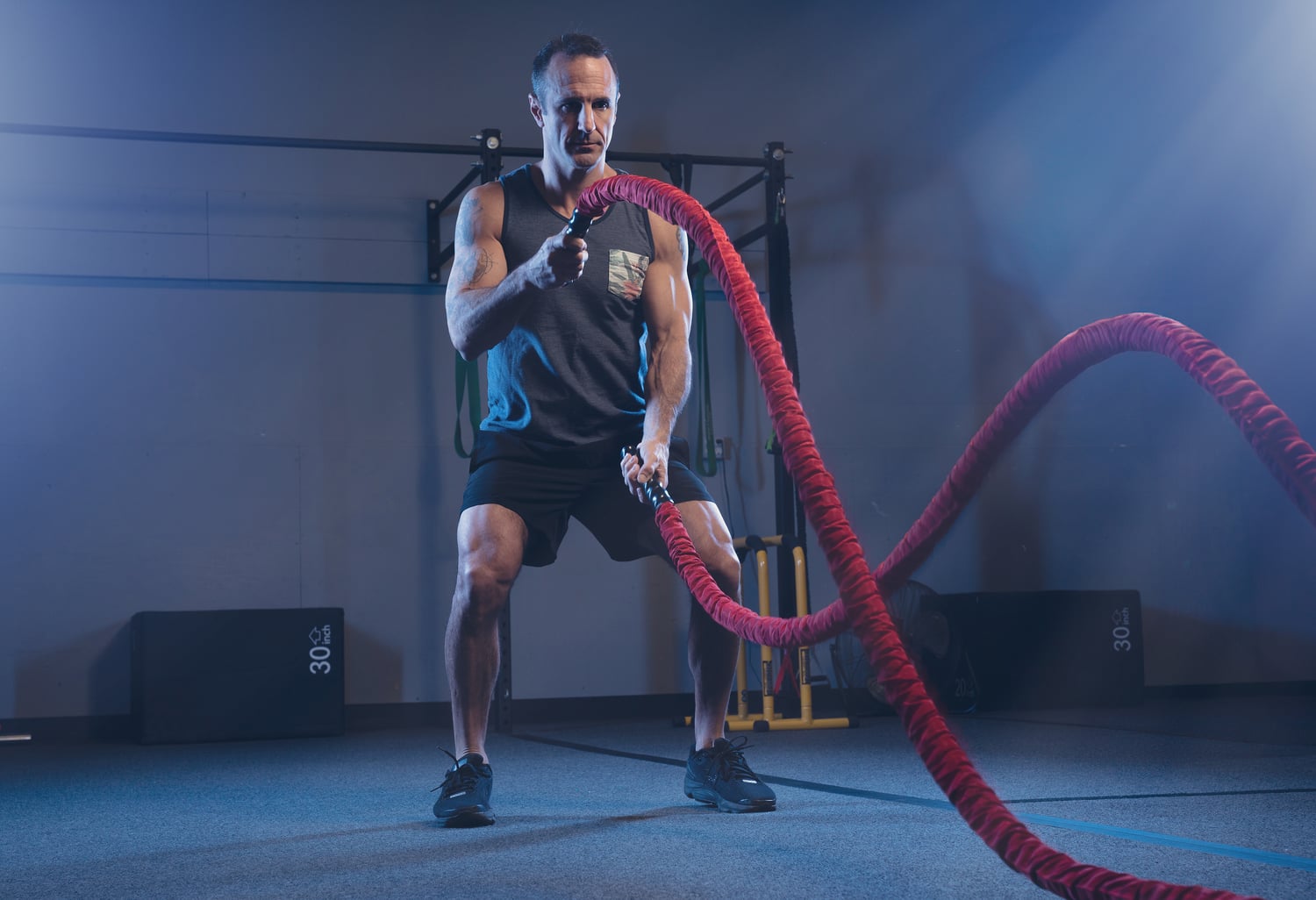 Fitness coach photographed mid-session for personal branding